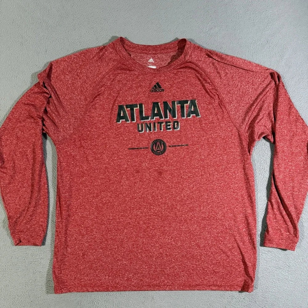 Adidas Atlanta United Long Sleeve Training Shirt Size Heather Red Mens Size XL